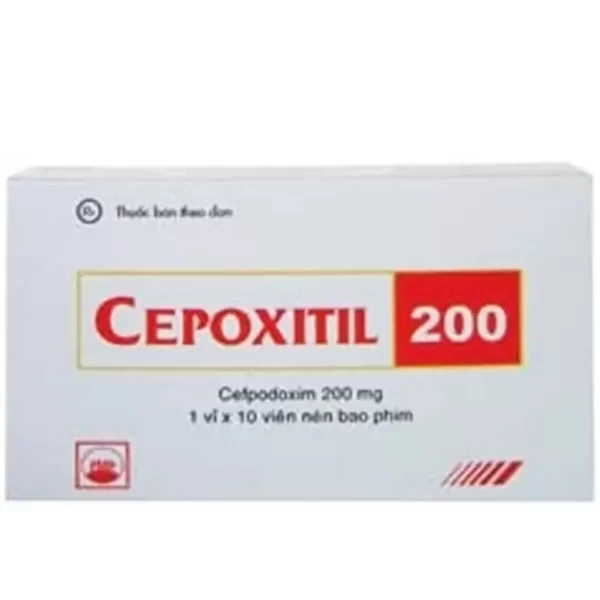 Thuốc Cepoxitil 200 Pymepharco hoạt chất Cefpodoxim Proxetil Hộp 1 vỉ x 10 viên