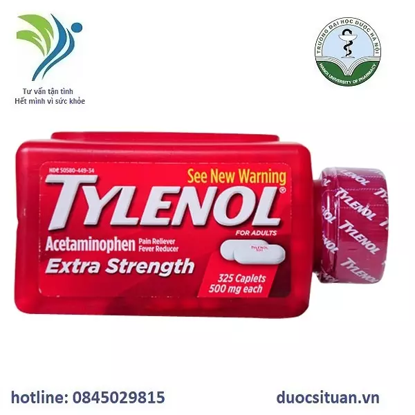 Hướng dẫn sử dụng thuốc Tylenol 500mg của Mỹ 100 viên