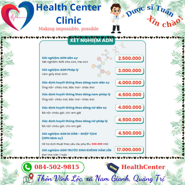 Bảng giá xét nghiệm ADN ở Quảng Bình